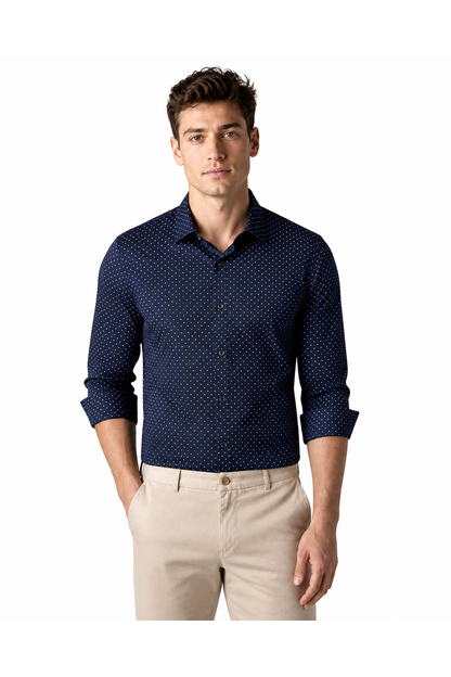 Spencer | Polka-Dot Dress Shirt - Navy Blue - front - group 3