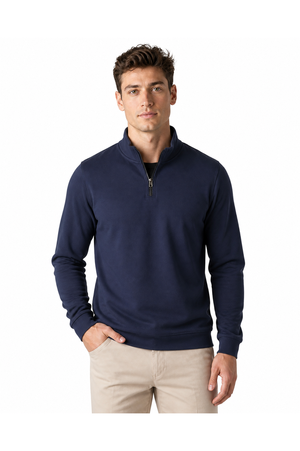 Maxwell | Performance Quarter-Zip Polo - Navy Blue - front - group 3