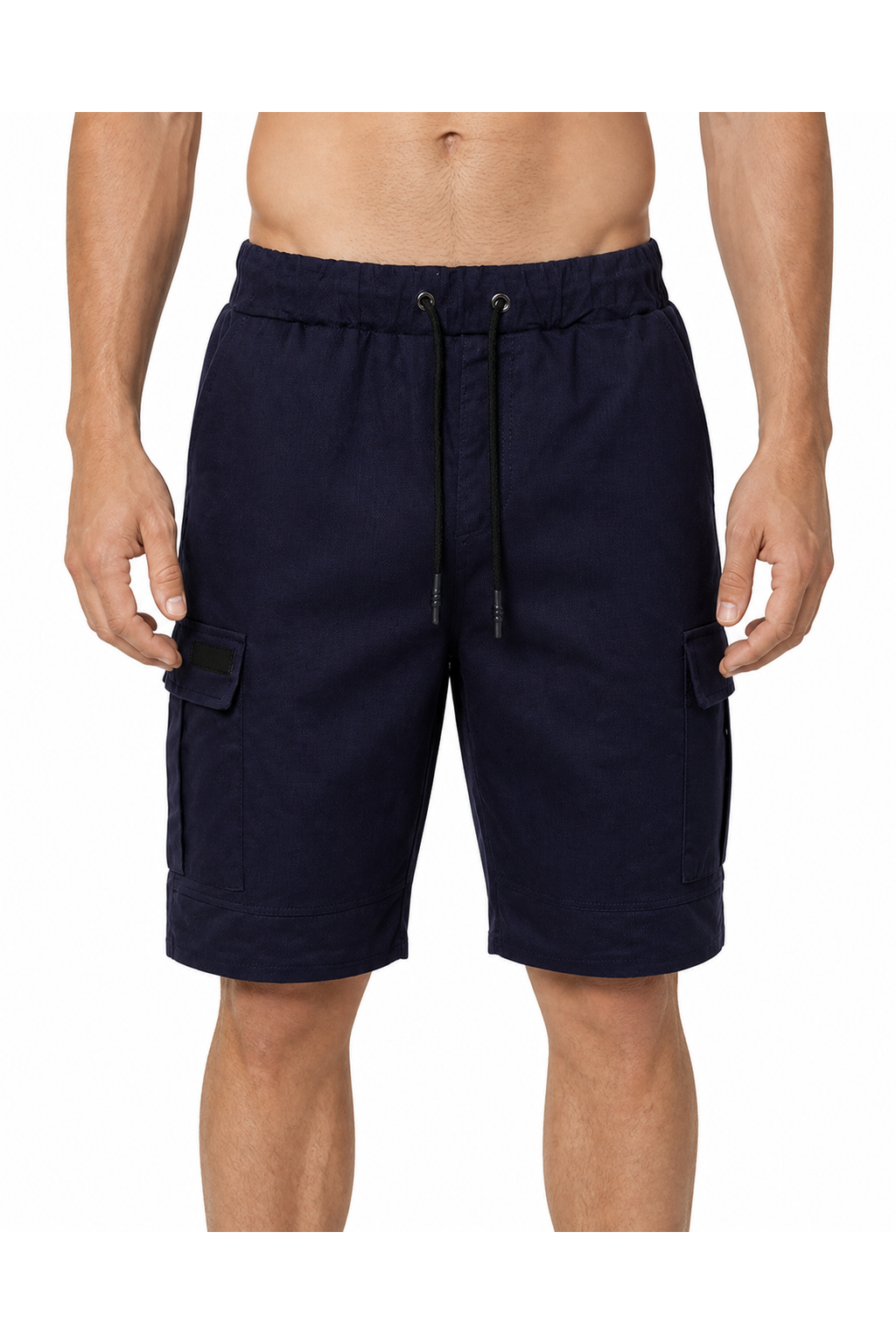 Cameron | Relaxed Cargo Sports Shorts - Navy Blue - front - group 3