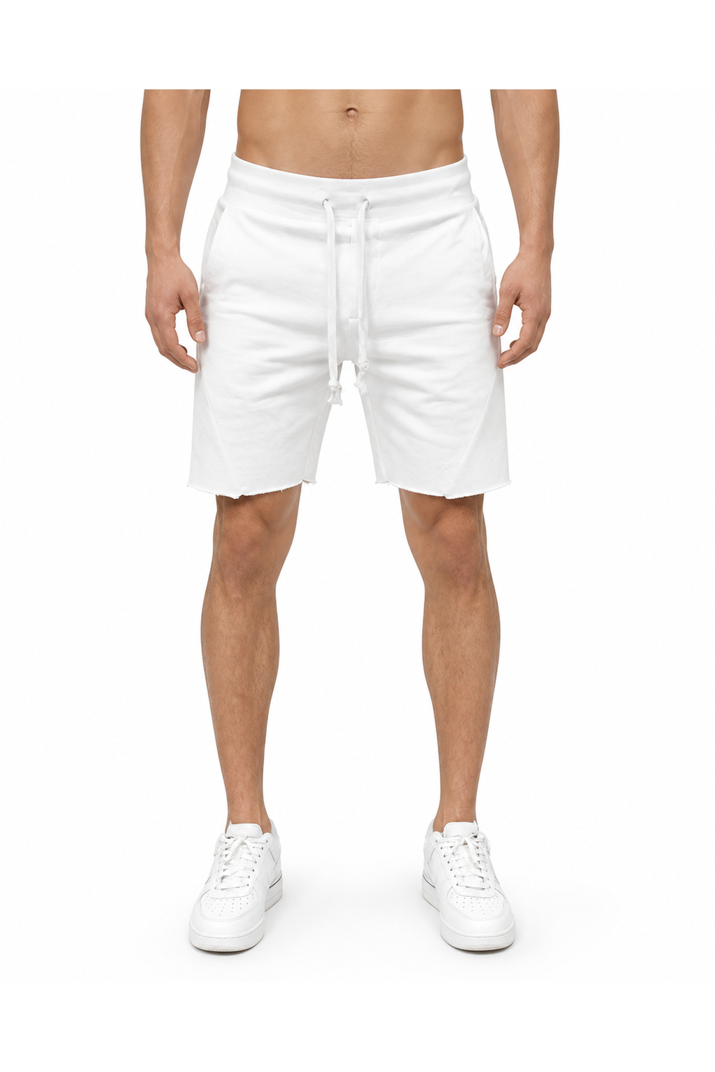 Cody | Casual Cotton Drawstring Shorts - White - front - group 3