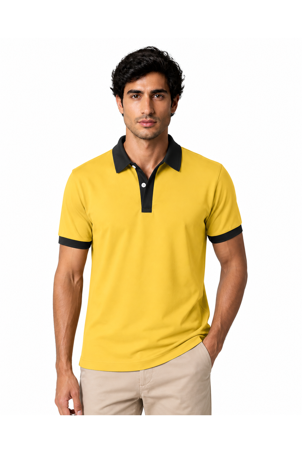 Preston | Contrast-Trim Business Polo - Yellow - front - group 3