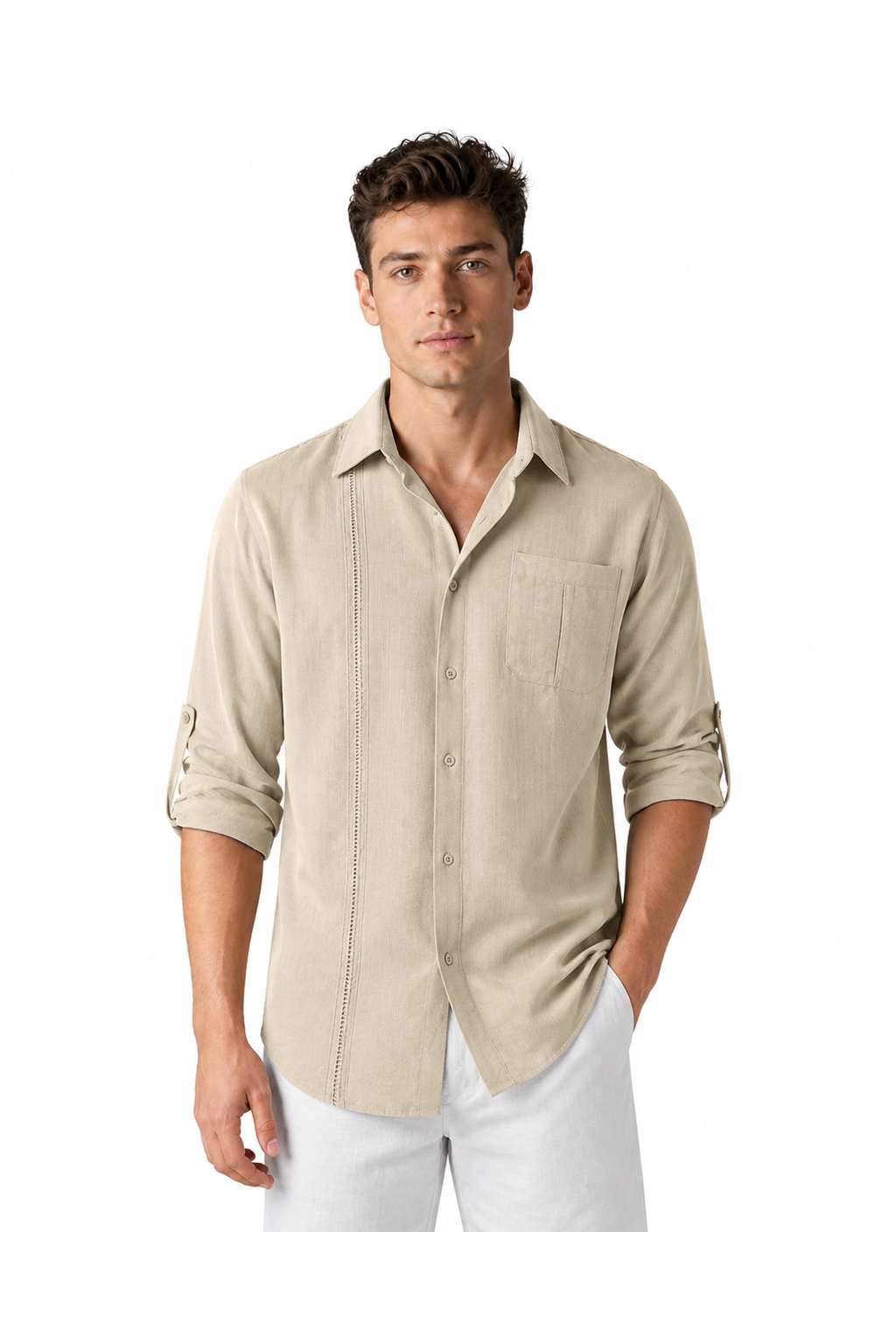 Leonard | Relaxed Pocket Button-Up Shirt - Apricot - front - group 4