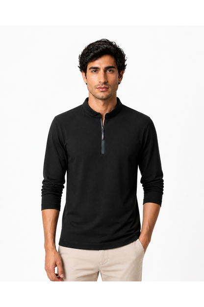 Connor | Sleek Stand-Collar Cotton Shirt - Black - front - group 4