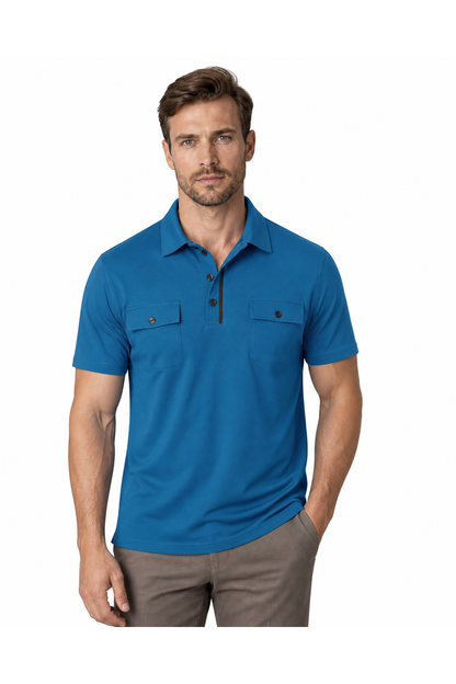 Wesley | Utility Pocket Polo Shirt - Blue - front - group 4