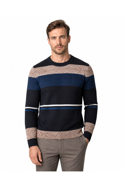 Reid | Geometric Crew-Neck Sweater - Coffee - front - group 4