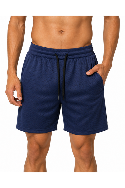 Trevor | Breathable Mesh Gym Shorts - Dark Blue - front - group 4