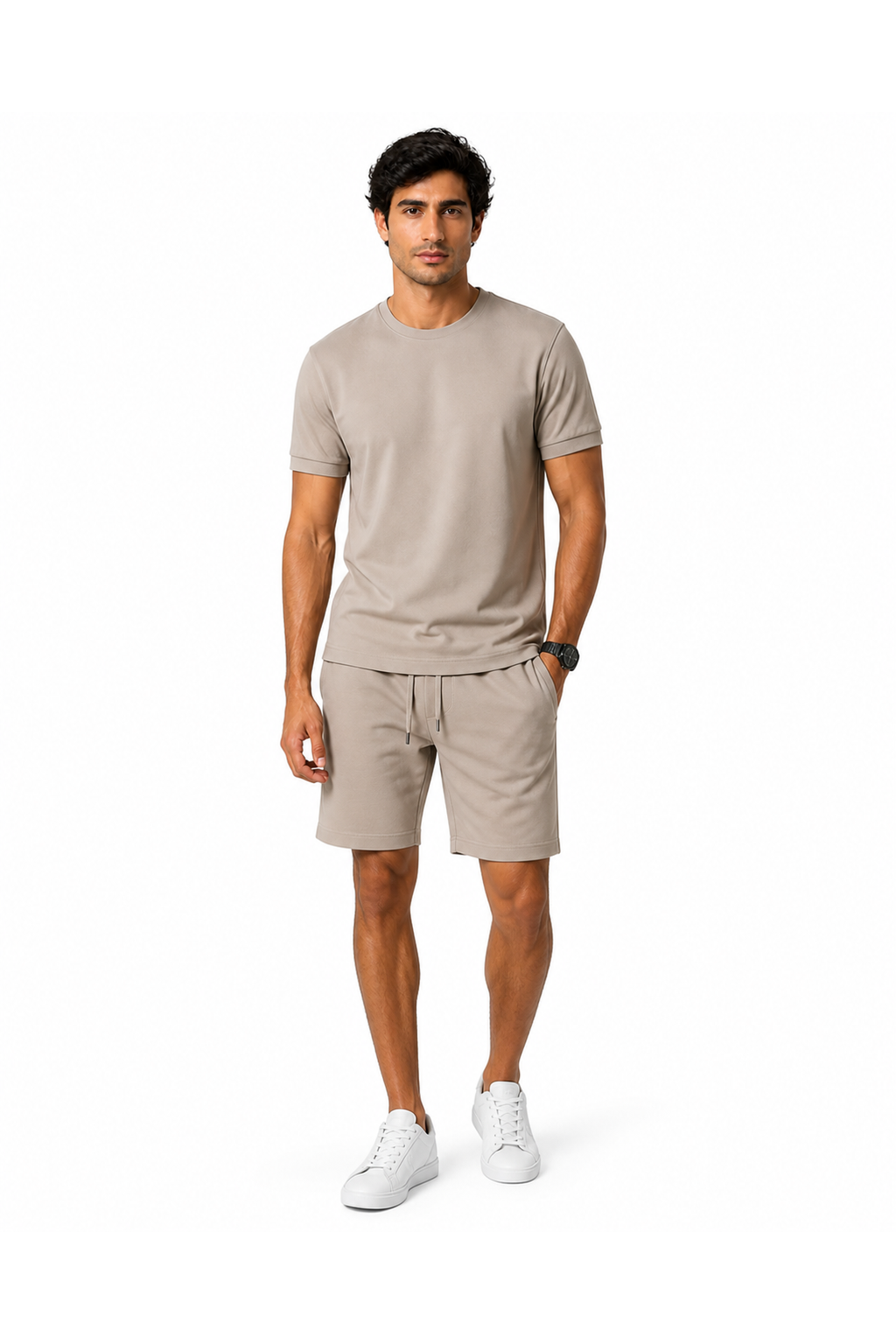 Rhett | Casual T-Shirt and Shorts Set - Khaki - front - group 4