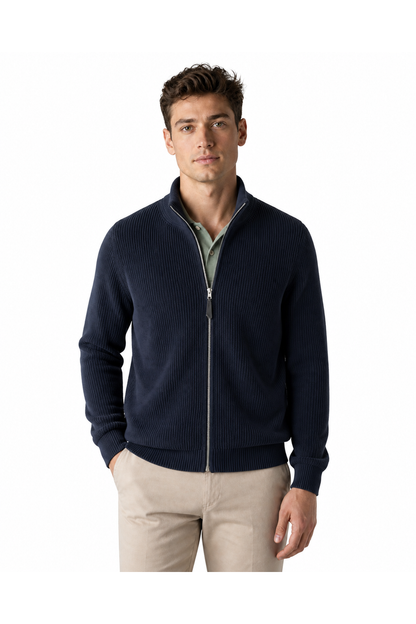 Raymond | Heavyweight Zip Cardigan - Navy Blue - front - group 4