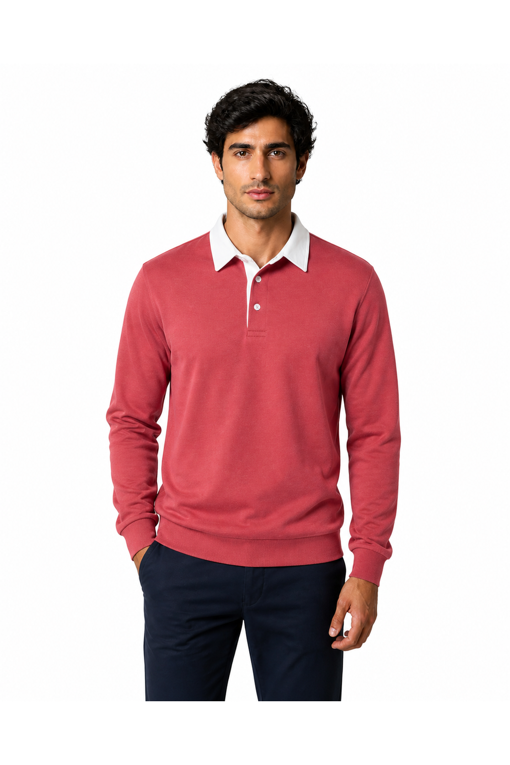 Sebastian | Versatile Long-Sleeve Polo - Skin Red - front - group 4