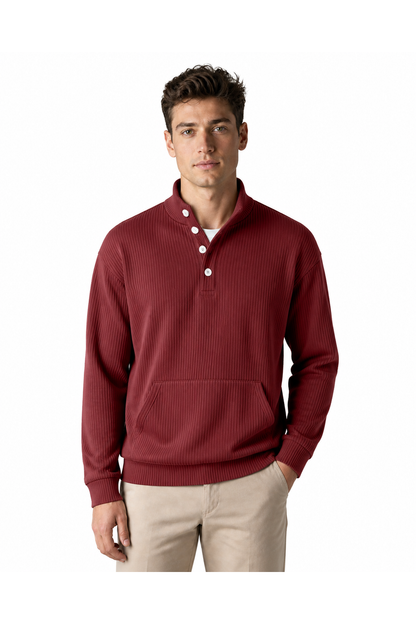 Archer | Relaxed Pocket Polo Sweatshirt - Wine Red - front - group 4