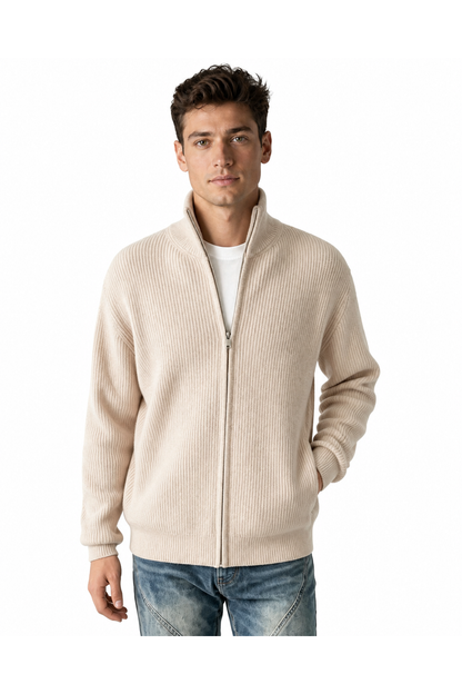 Raymond | Heavyweight Zip Cardigan - Apricot - front - group 5