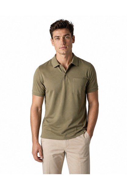 Xavier | Sleek Chest-Pocket Polo - Army Green - front - group 5