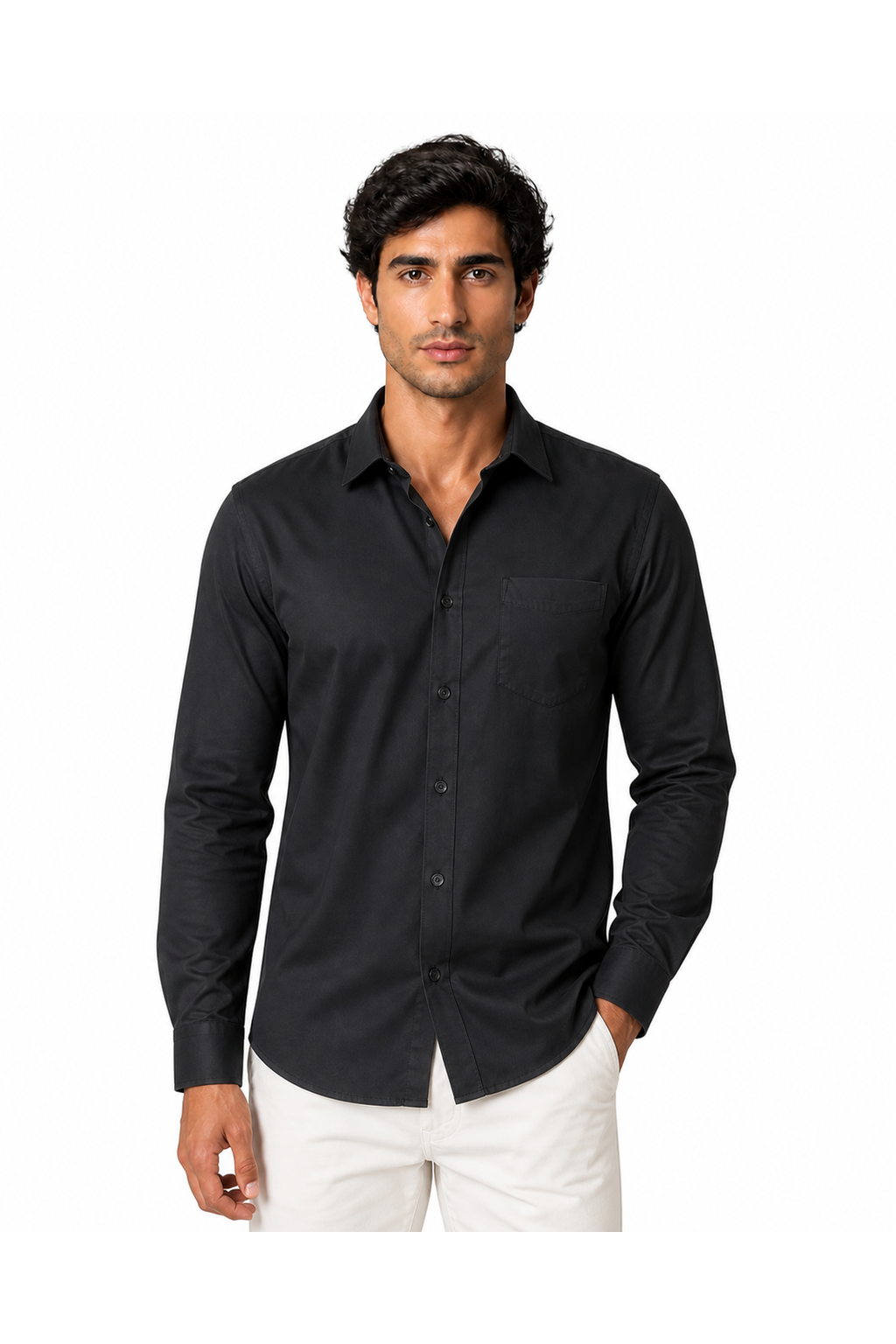 Stanley | Premium Cotton Button-Up Shirt - Black - front - group 5