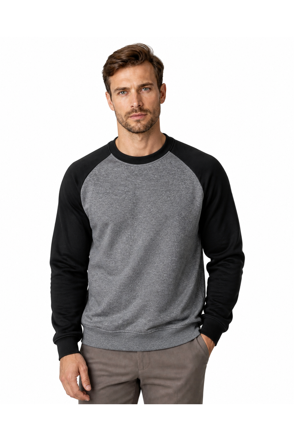 Alfred | Colorblock Raglan Sweatshirt - Dark Gray Black Sleeve - front - group 5