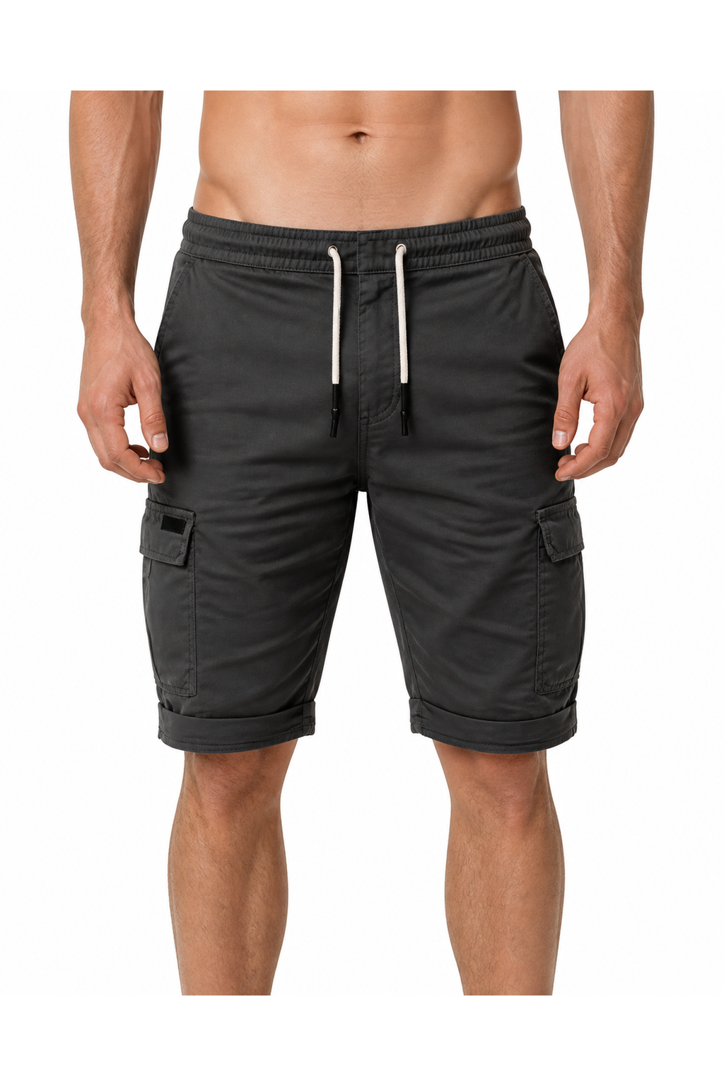 Cameron | Relaxed Cargo Sports Shorts - Dark Grey - front - group 5