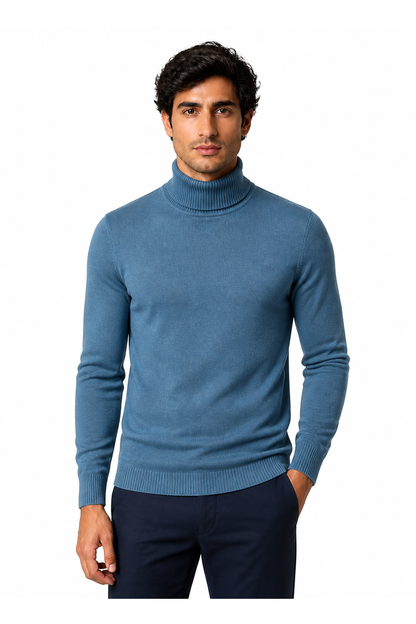 Caleb | Slim-Fit Turtleneck Sweater - Fog Blue - front - group 5