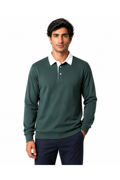 Sebastian | Versatile Long-Sleeve Polo - Grass Green - front - group 5