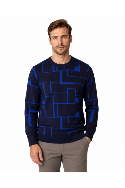 Reid | Geometric Crew-Neck Sweater - Sky Blue - front - group 5