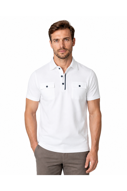 Wesley | Utility Pocket Polo Shirt - White - front - group 5
