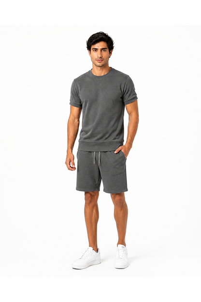 Rhett | Casual T-Shirt and Shorts Set - Dark Grey - front - group 6