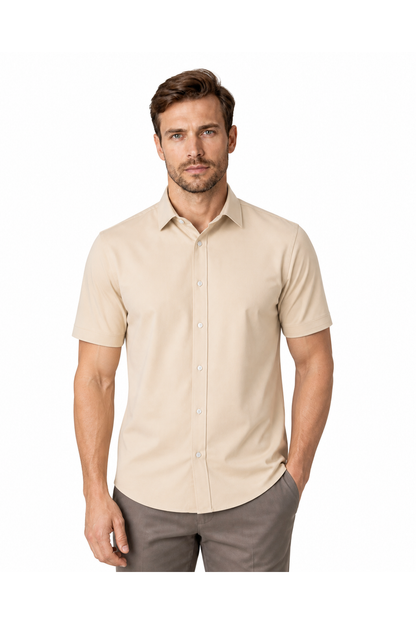 Parker | Classic Button-Up Polo Shirt - Khaki - front - group 6