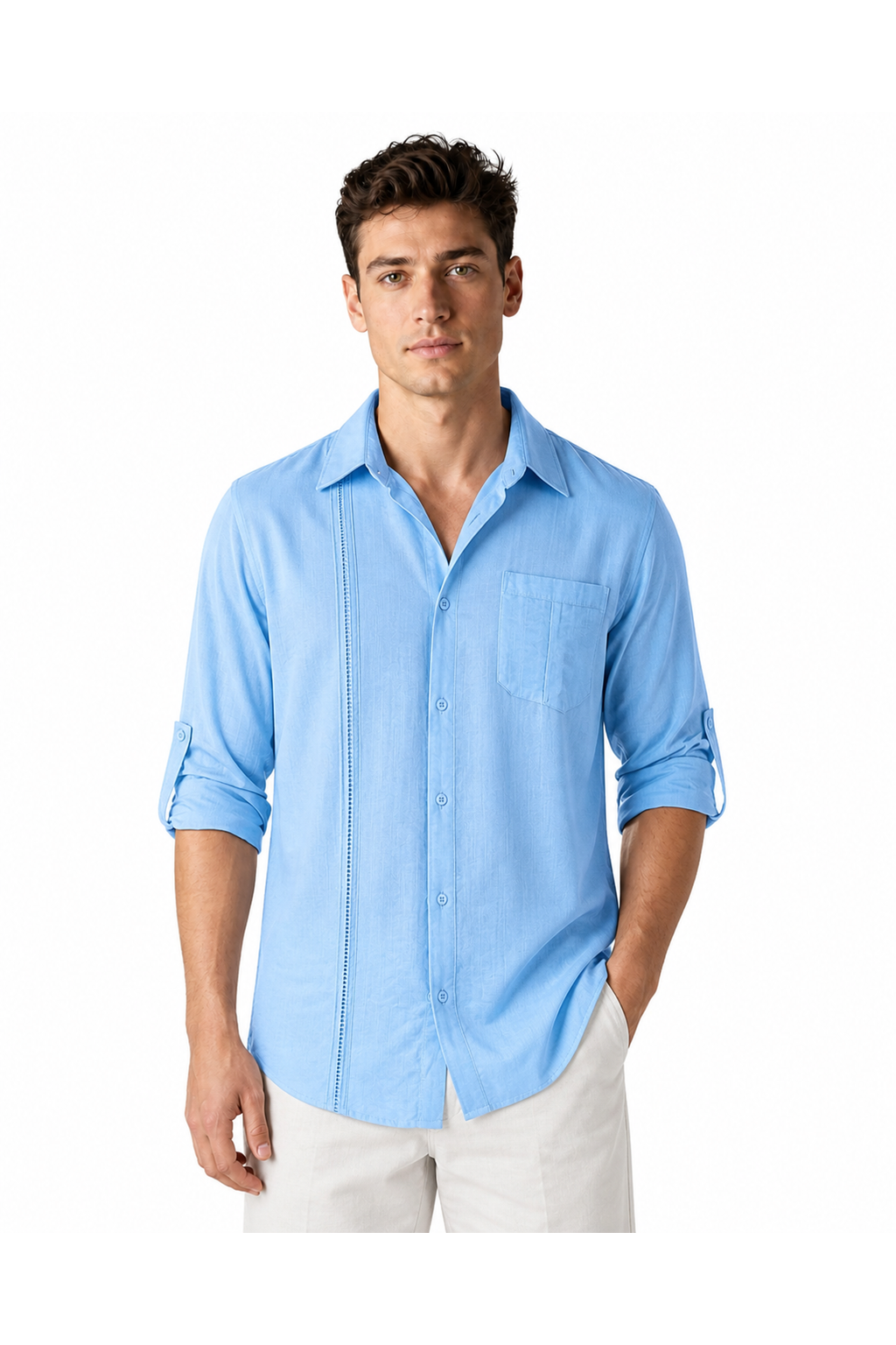Leonard | Relaxed Pocket Button-Up Shirt - Sky Blue - front - group 6