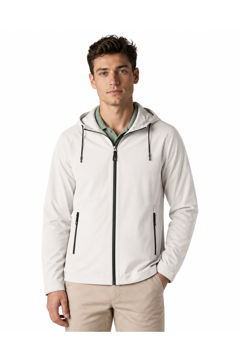 Grant | Classic Lightweight Bomber Jacket - Snow - front - group 6