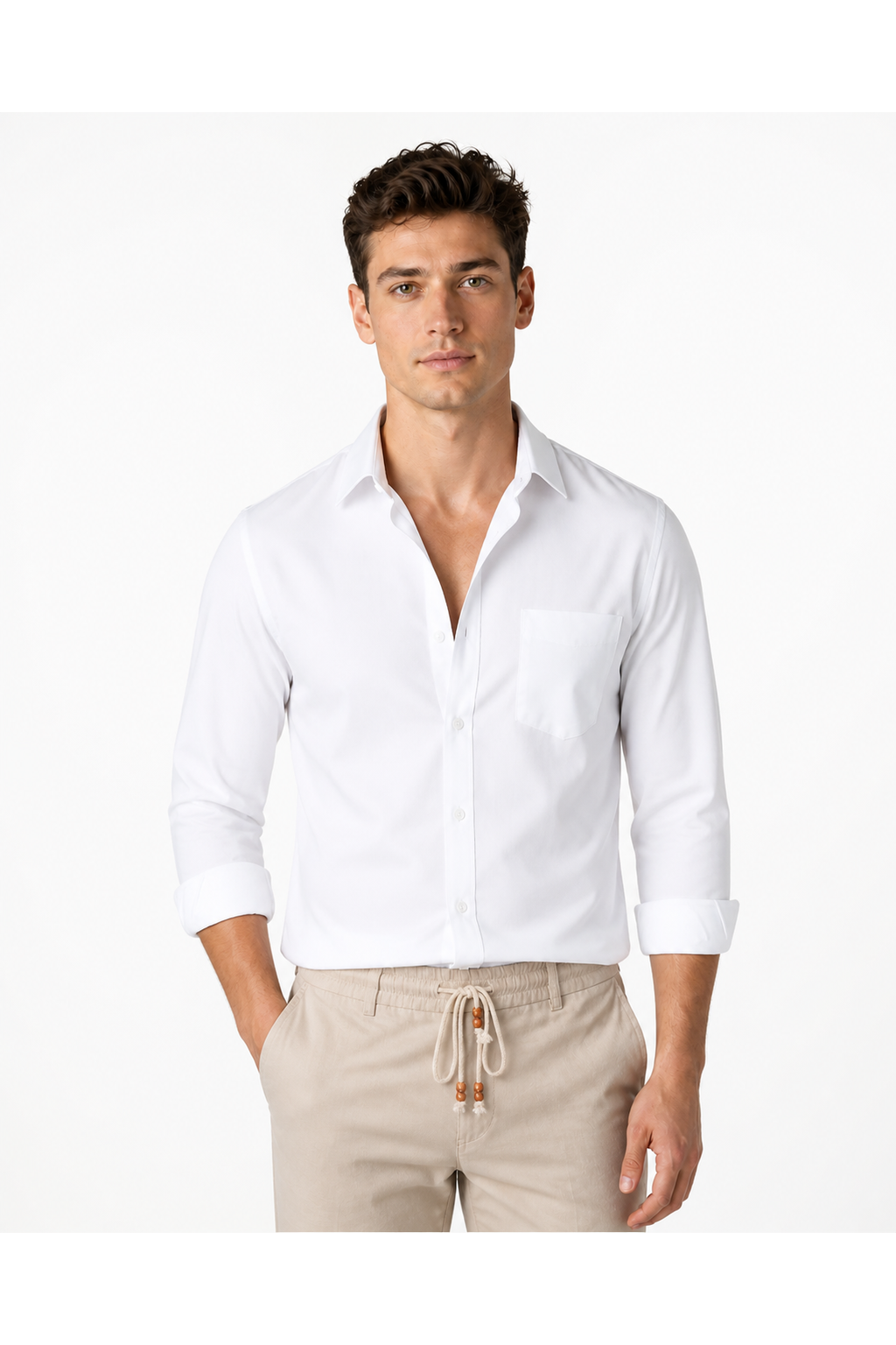 Frederick | Versatile Open-Collar Shirt - White - front - group 6