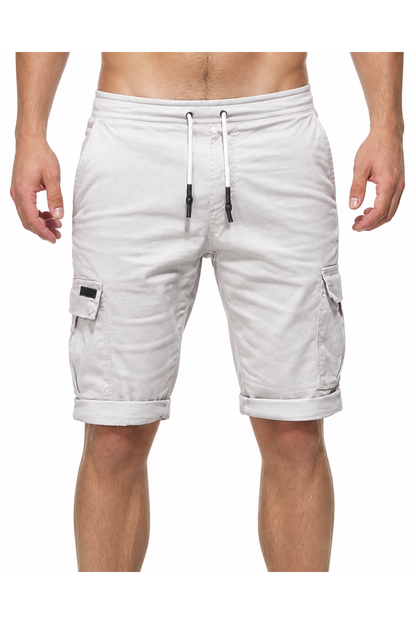Cameron | Relaxed Cargo Sports Shorts - White - front - group 6