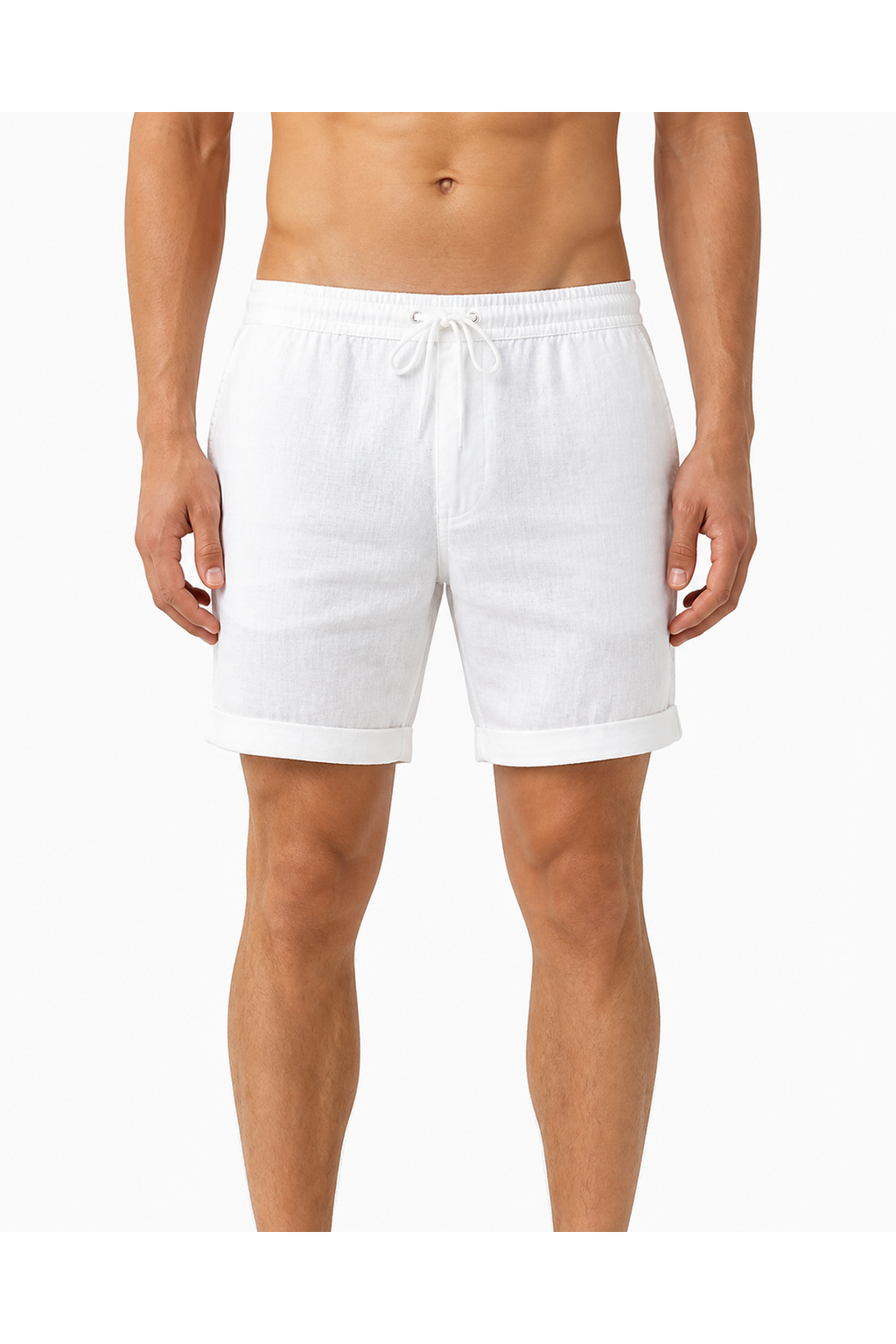 Jordan | Breathable Linen Drawstring Shorts - White - front - group 6