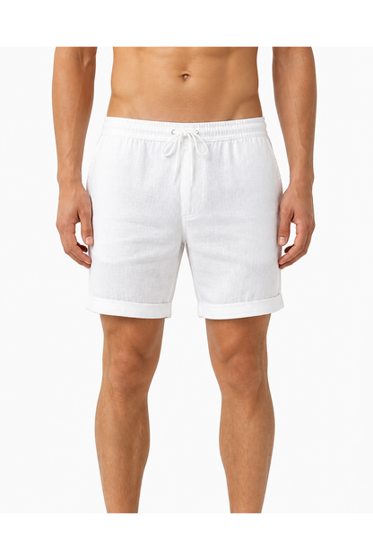 Jordan | Breathable Linen Drawstring Shorts - White - front - group 6