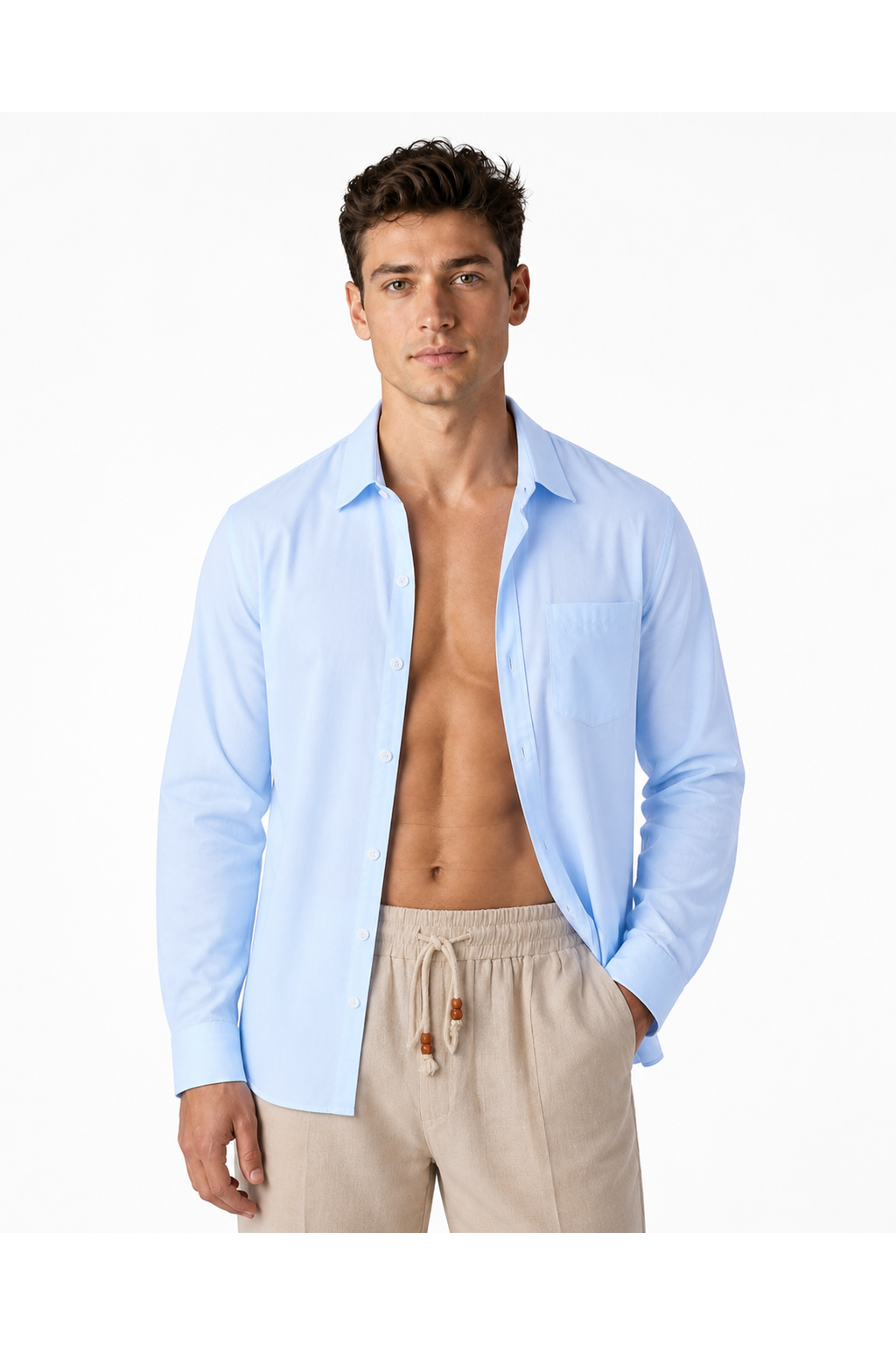Frederick | Versatile Open-Collar Shirt - Light Blue - front - group 7
