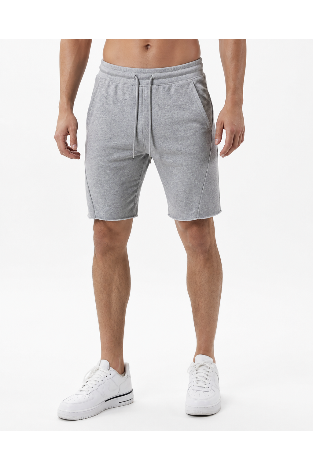 Cody | Casual Cotton Drawstring Shorts - Light grey - front - group 7