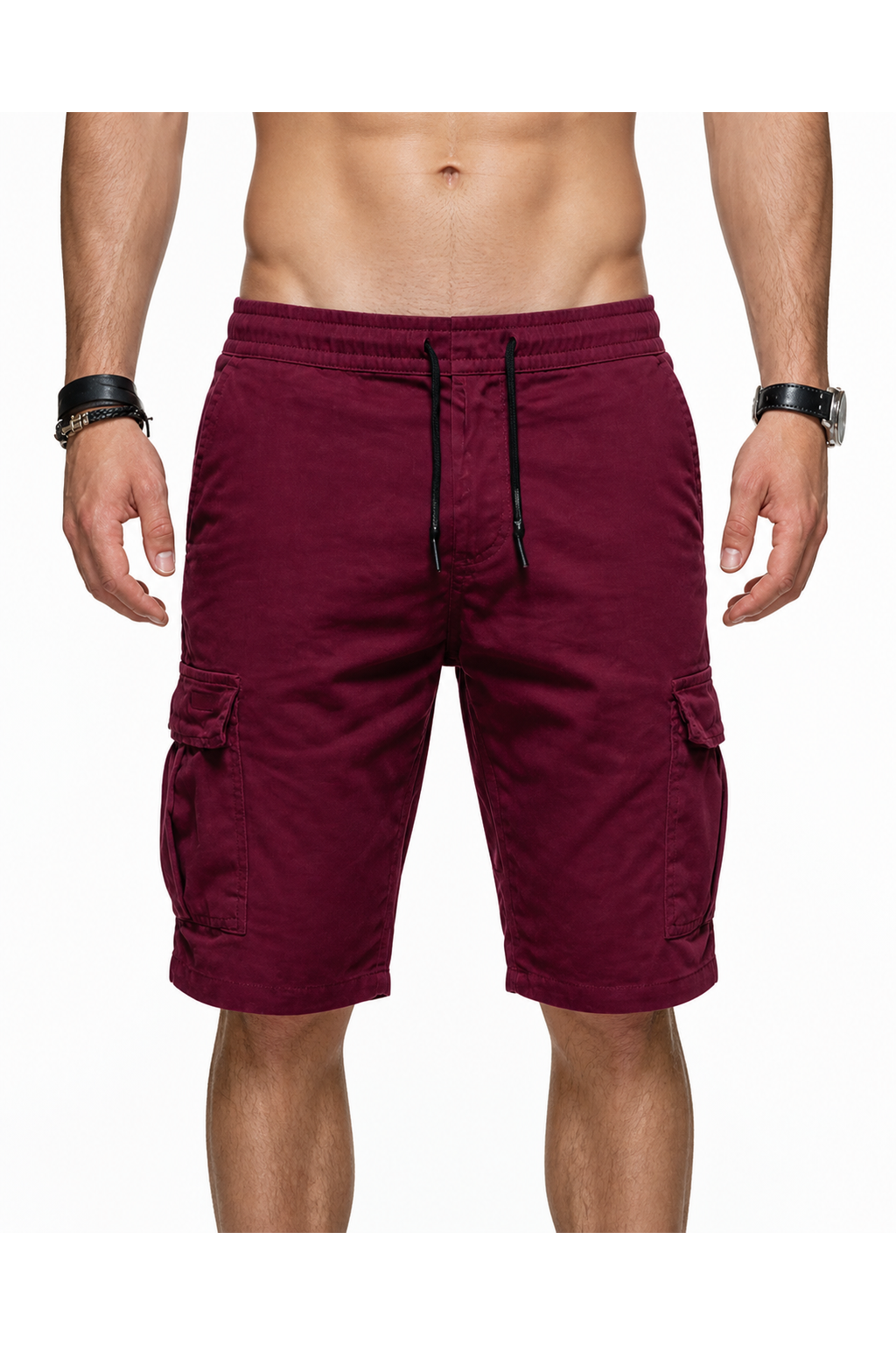 Cameron | Relaxed Cargo Sports Shorts - Red - front - group 7