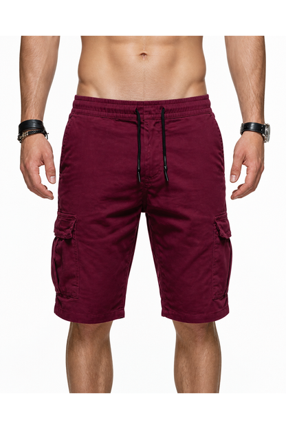 Cameron | Relaxed Cargo Sports Shorts - Red - front - group 7