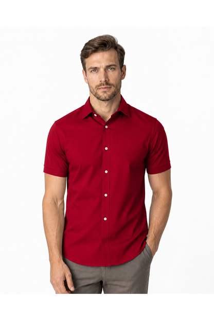 Parker | Classic Button-Up Polo Shirt - Red - front - group 7