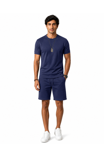 Rhett | Casual T-Shirt and Shorts Set - Blue - front - group 8