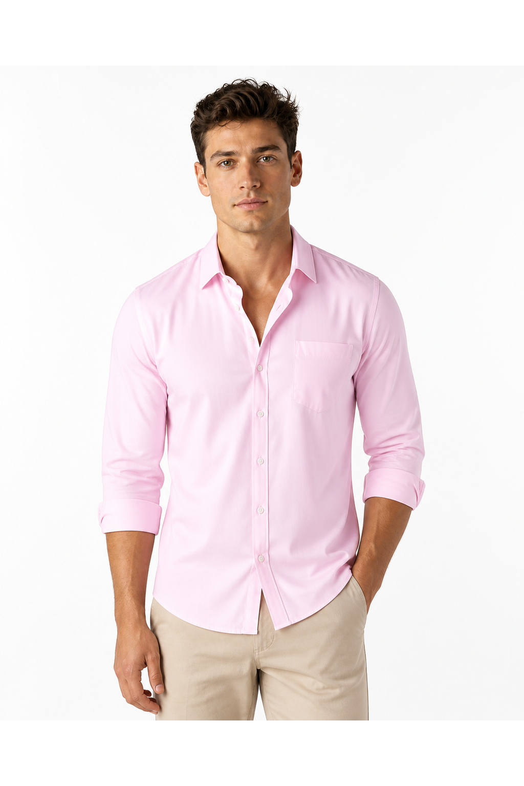 Frederick | Versatile Open-Collar Shirt - Light Pink - front - group 8