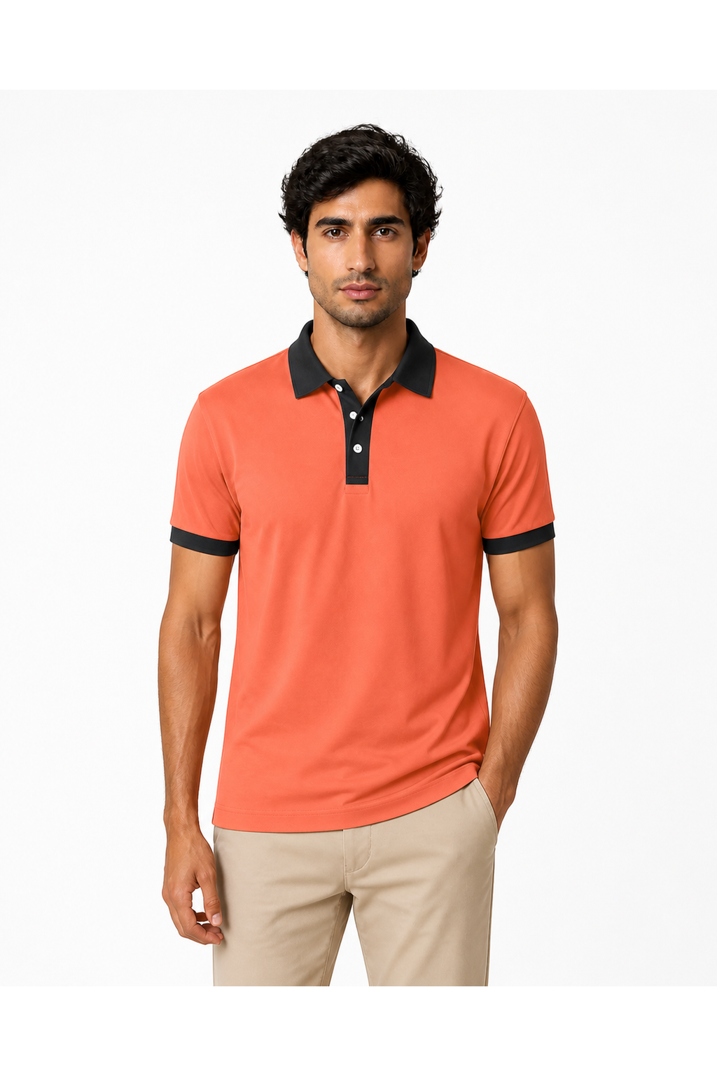 Preston | Contrast-Trim Business Polo - Orange - front - group 8