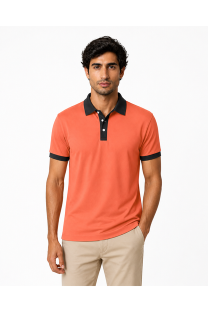 Preston | Contrast-Trim Business Polo - Orange - front - group 8