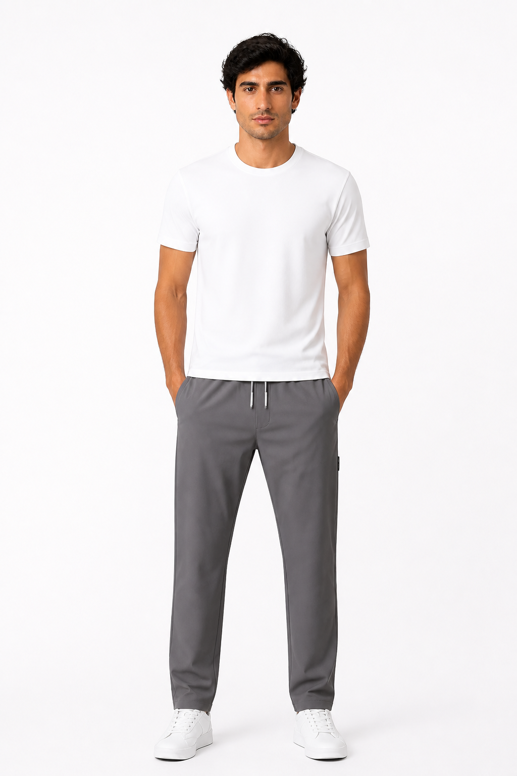 Men's Trousers Lightweight Fabric Drawstring Waist, Set, front view
