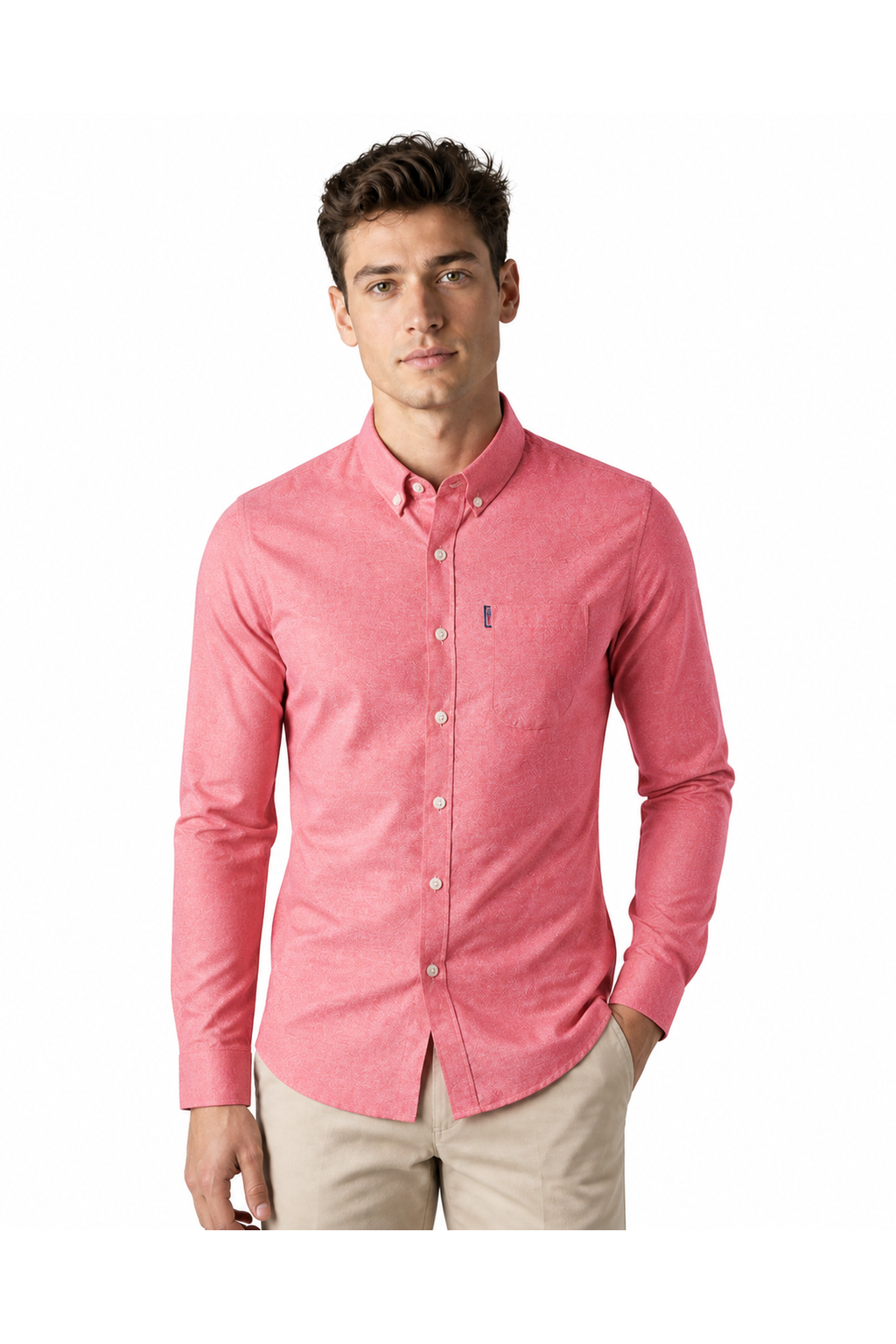Edgar | Slim-Fit Dress Shirt - Watermelon Red - front - group 8
