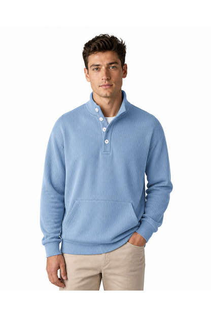 Archer | Relaxed Pocket Polo Sweatshirt - Sky Blue - front - group 9