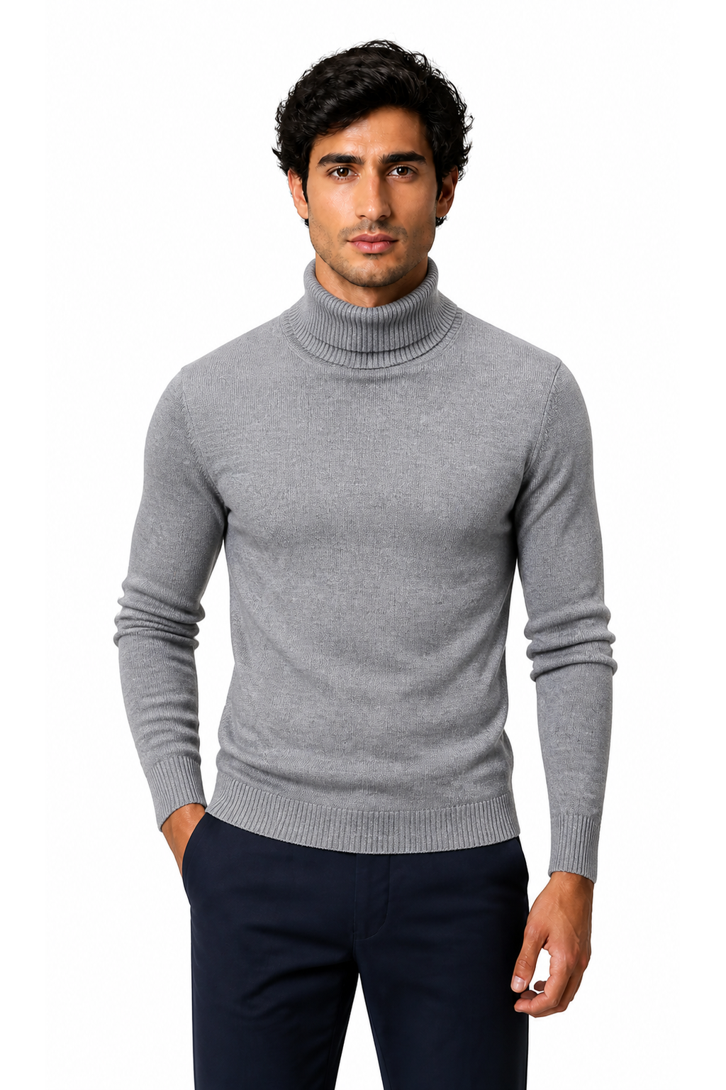 Caleb | Slim-Fit Turtleneck Sweater - Gray - front - group 10