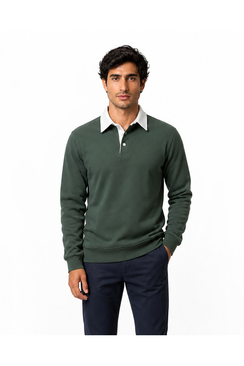 Sebastian | Versatile Long-Sleeve Polo - Green - front - group 10