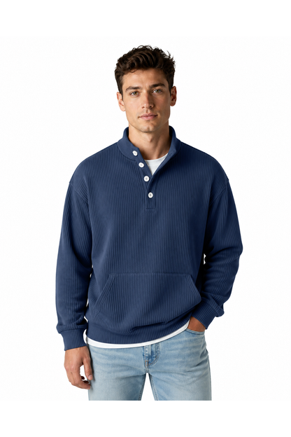 Archer | Relaxed Pocket Polo Sweatshirt - Navy Blue - front - group 10