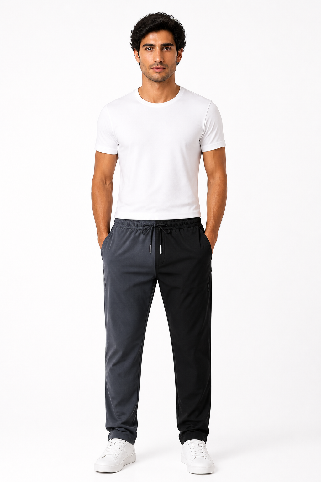 Men's Trousers Lightweight Fabric Drawstring Waist, 2pcs, front view
