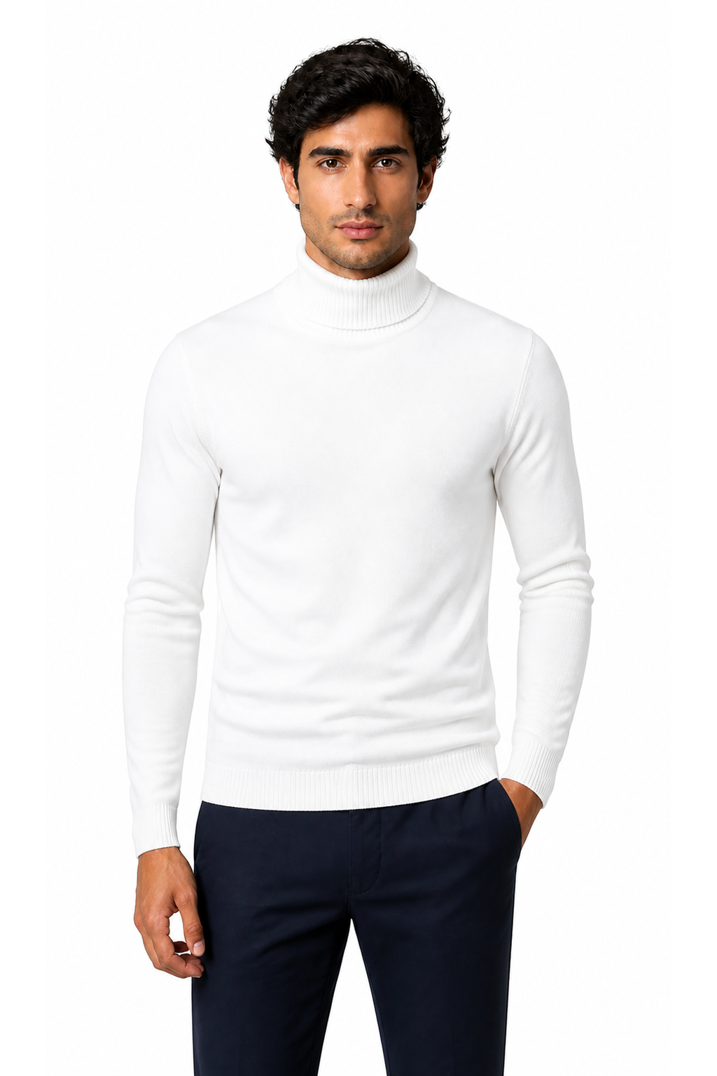 Caleb | Slim-Fit Turtleneck Sweater - White - front - group 11