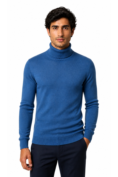 Caleb | Slim-Fit Turtleneck Sweater - Dark Blue - front - group 12