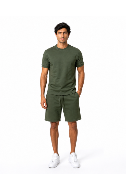 Rhett | Casual T-Shirt and Shorts Set - Green - front - group 12